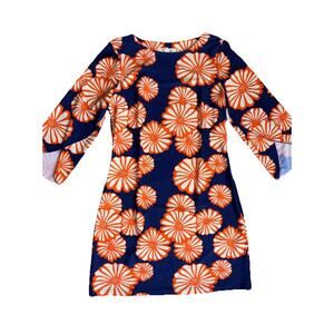 Aryeh Anthropologie Dress Small Orange And Blue Floral Knee Length